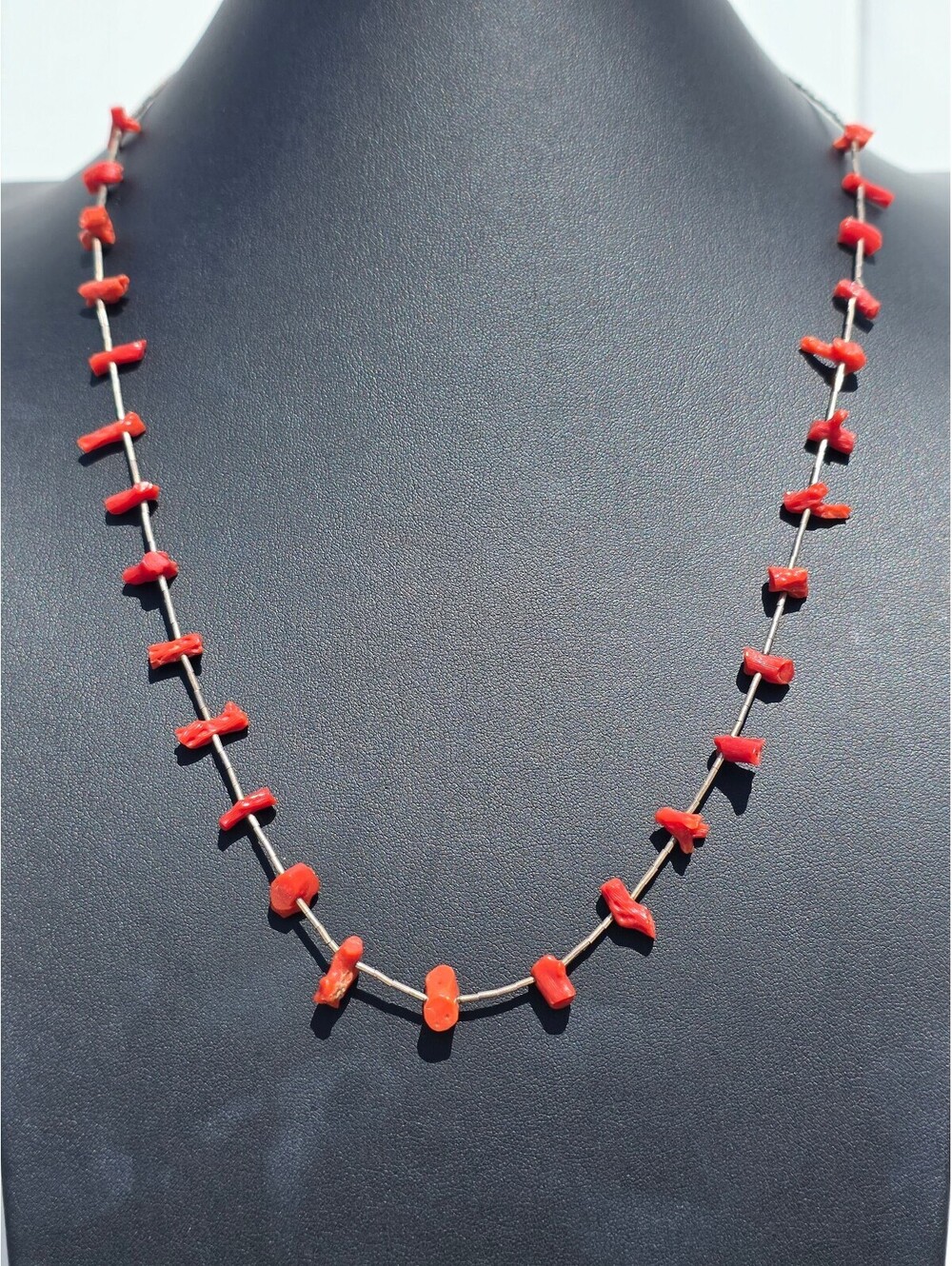 VTG Native American / Southwest Liquid Sterling Silver Red Branch Coral Necklace